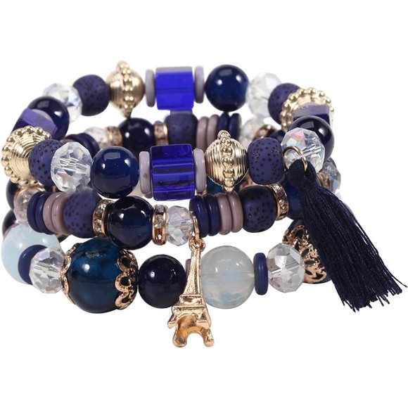 NewBohemian Bracelets for Women Stretch Multilayer Colorful Beads Br…